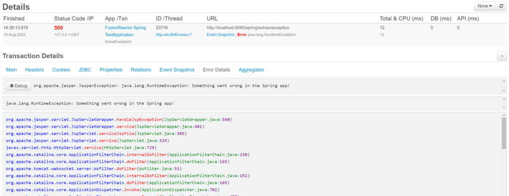 Setting a breakpoint using FusionReactor
